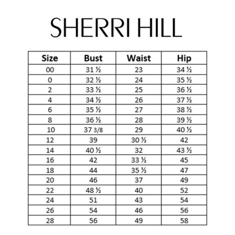 sherri hill dress sizes